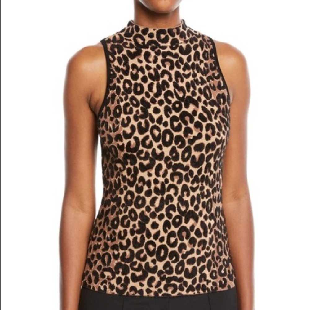 Milly Animal Print Mock Neck Tank